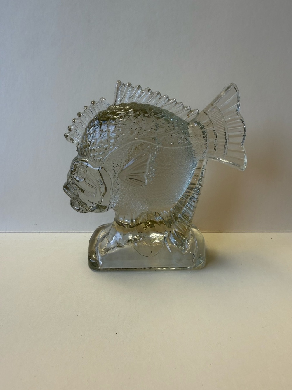 Vintage Clear Mold Glass Pirahna Fish Decor Figurine